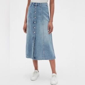 Gap Hippie Western Button-Front Denim Long Midi Skirt 6